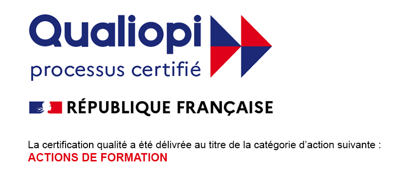 Logo Qualiopi processus certifié avec actions de formation
